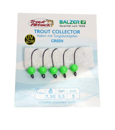 Balzer Trout Collector Haken Größe 6 + Tugstenkopf green 1,3g