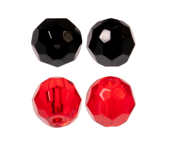 Zeck Faceted Glass Beads Red