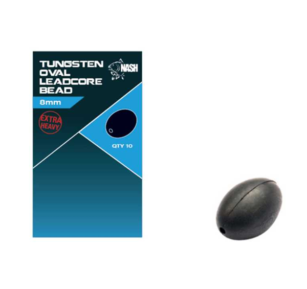 Nash Thungsten Oval Leadcore Bead 8mm 10Stk