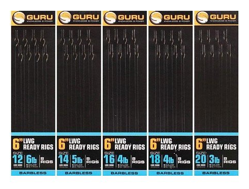 Guru LWG Ready Pole Rigs 6" Barbless