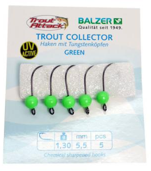 Balzer Trout Collector Haken Größe 8 + Tugstenkopf green 1,3g